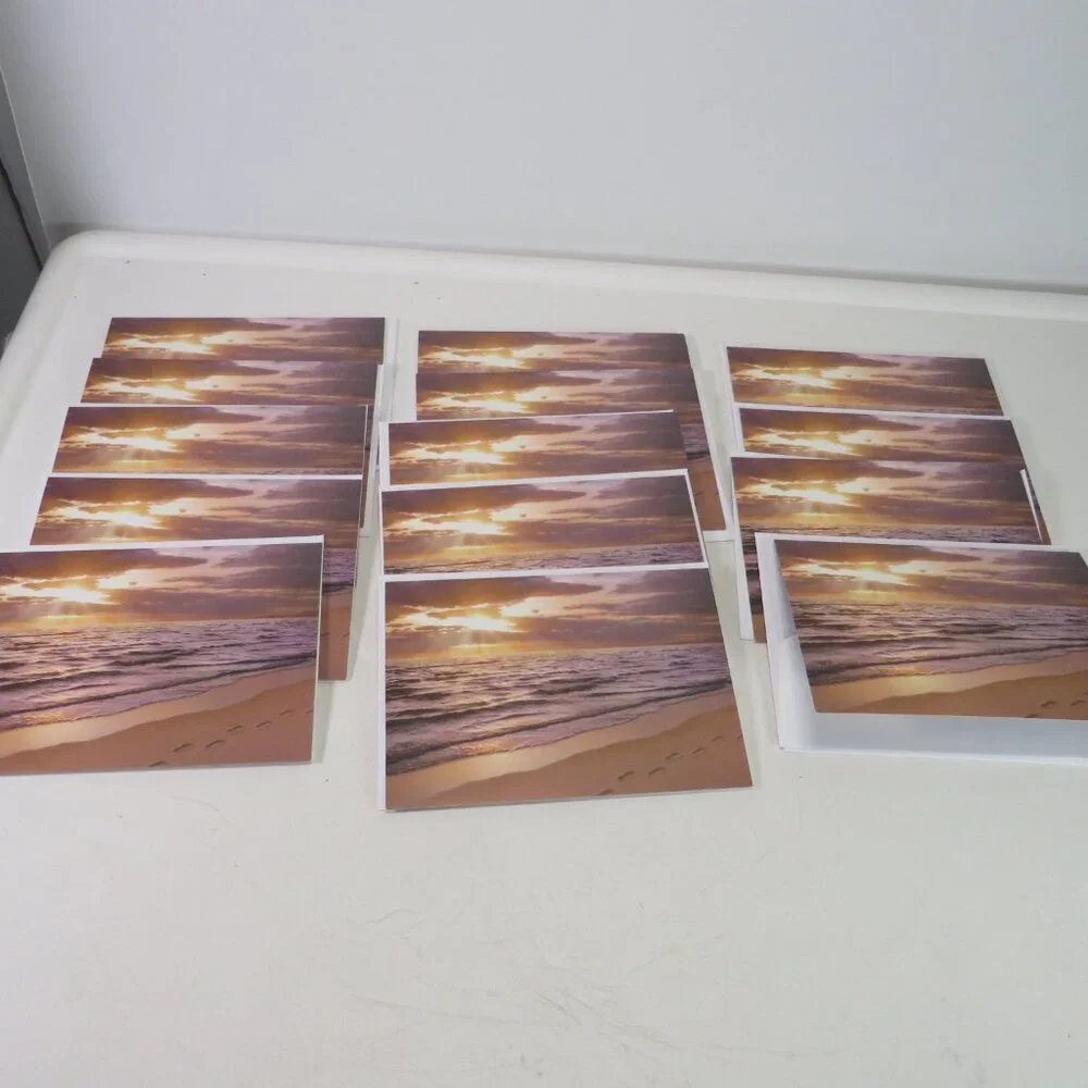ocean coastal sunset beach note cards with decorative box